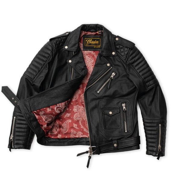 MASTER SUPPY CO. BLACK LEATHER MOTORCYCLE JACKET - BELVEDERE XS - Picture 2 of 16